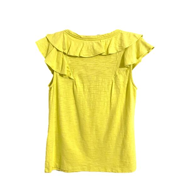 WHBM Limelight Yellow Ruffle V-Neck Tee Size Small - Picture 7 of 8